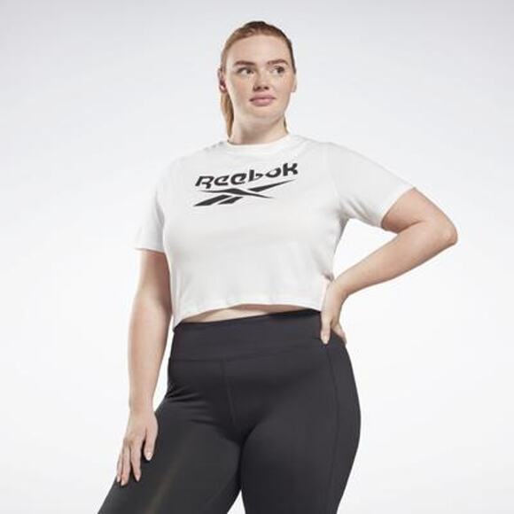 Reebok Plus Size cropped  Logo T-Shirt white 1X - Picture 1 of 6